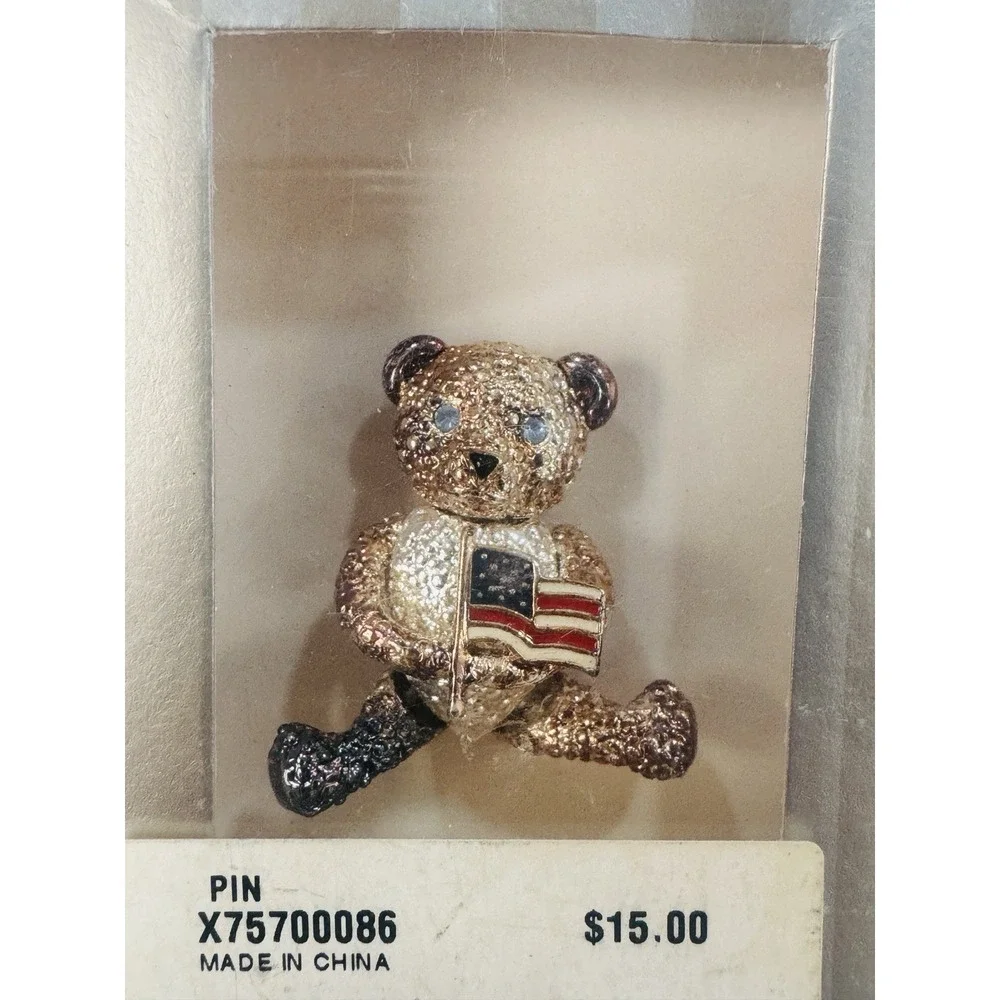 Napier Teddy Bear Pin Brooch Lot of 3 Teacher Graduation Patriotic w/ Boxes
